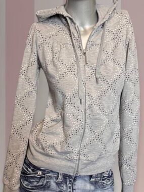 Cyber Y2K Stars Grey vintage SWS plaid hoodie